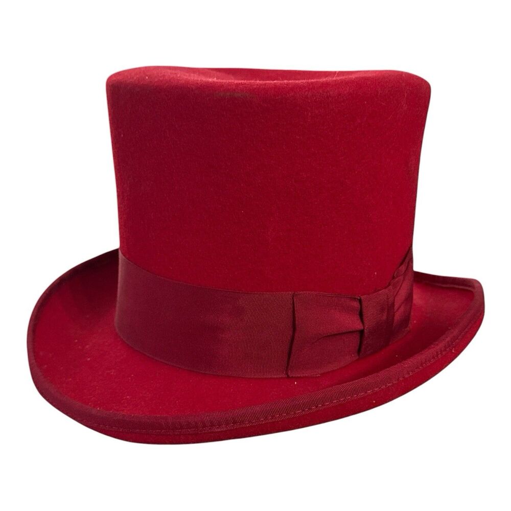 Ferrecci Red Top Hat XL Wool Felt Unisex Prom Theatre Wedding Prop